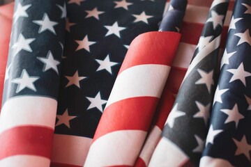 Close-up of small American flags