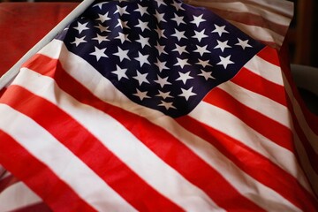Obraz premium Close-up of small American flags