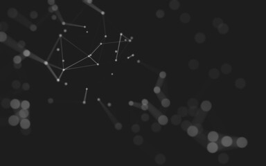 Abstract background. Molecules technology with polygonal shapes, connecting dots and lines. Connection structure. Big data visualization.