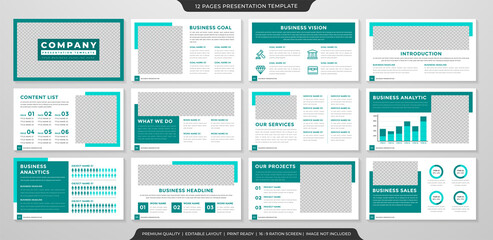 minimalist presentation template with clean style use for business annual report and infographic  - obrazy, fototapety, plakaty