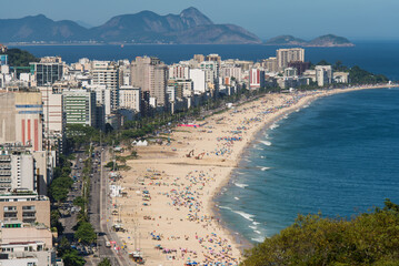 Naklejka premium Aerial View of Ipanema and Leblon Beach in Rio de Janeiro, Brazil