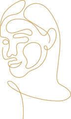 Woman Abstract Face with Flowers One Line Drawing. Female Portrait Minimalist Style. Botanical Print