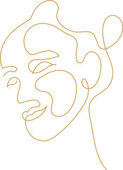 Woman Abstract Face with Flowers One Line Drawing. Female Portrait Minimalist Style. Botanical Print