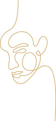 Woman Abstract Face with Flowers One Line Drawing. Female Portrait Minimalist Style. Botanical Print