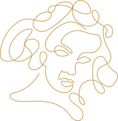 Trendy vector set of illustrations in minimal linear style. Face continuous line art.