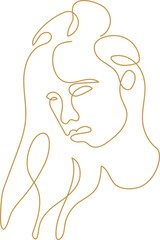 Trendy vector set of illustrations in minimal linear style. Face continuous line art.