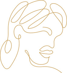 Trendy vector set of illustrations in minimal linear style. Face continuous line art.