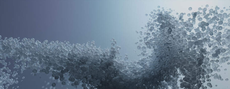 Suspended Molecules in a Grey Futuristic style. Cutting Edge Technology or Medical concept.