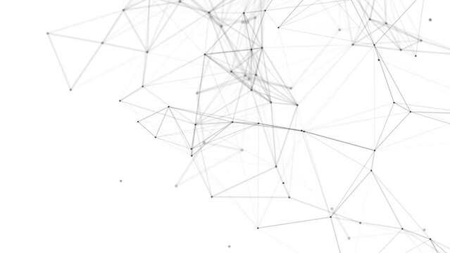 Plexus fantasy abstract technology. Abstract geometric background with moving lines, dots and triangles. Science. Medicine and technology. Loop animations