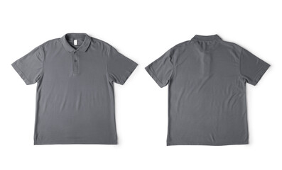 Realistic Grey polo shirt mockup front and back view isolated on white background with clipping path.