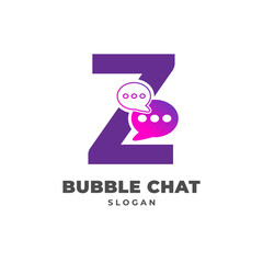 letter Z with bubble chat decoration vector logo design