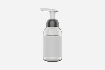 Cosmetic Bottle with Pump Mockup on isolated background. 3d illustration  