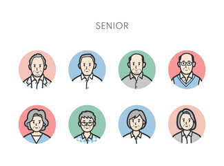 シニア男女アイコンセット　カラー