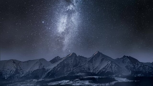 Timelapse of milky way over amazing Tatra mountains