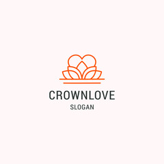 Crown love logo icon flat design template