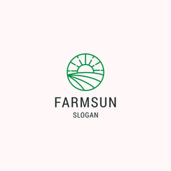 Farm sun logo icon flat design template