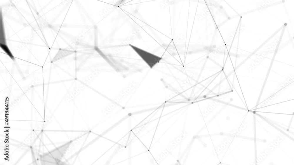 Poster Plexus fantasy abstract technology. Abstract geometric background with moving lines, dots and triangles. Science. Medicine and technology. Loop animations