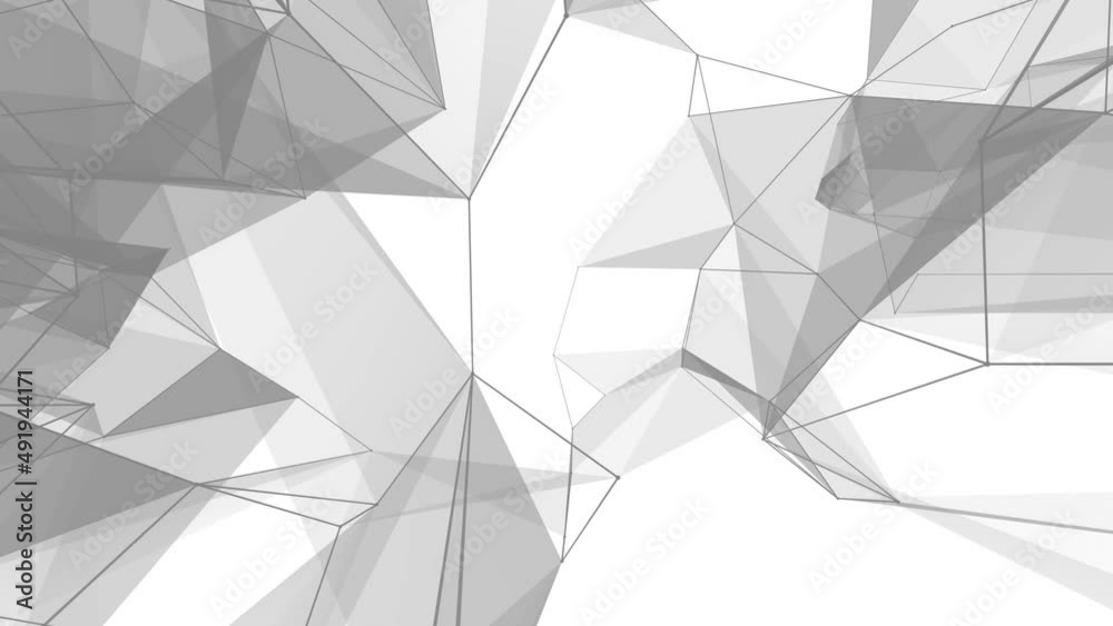 Poster Plexus fantasy abstract technology. Abstract geometric background with moving lines, dots and triangles. Science. Medicine and technology. Loop animations