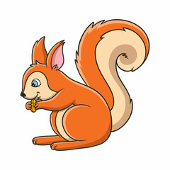 animals cartoon illustration a squirrel eating nuts on a tall tree