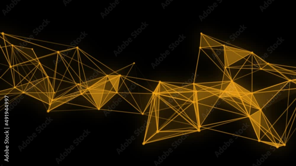 Poster Abstract beautiful geometric background. Abstract plexus futuristic, polygonal space with a dark background. Plexus fantasy. Abstract technology