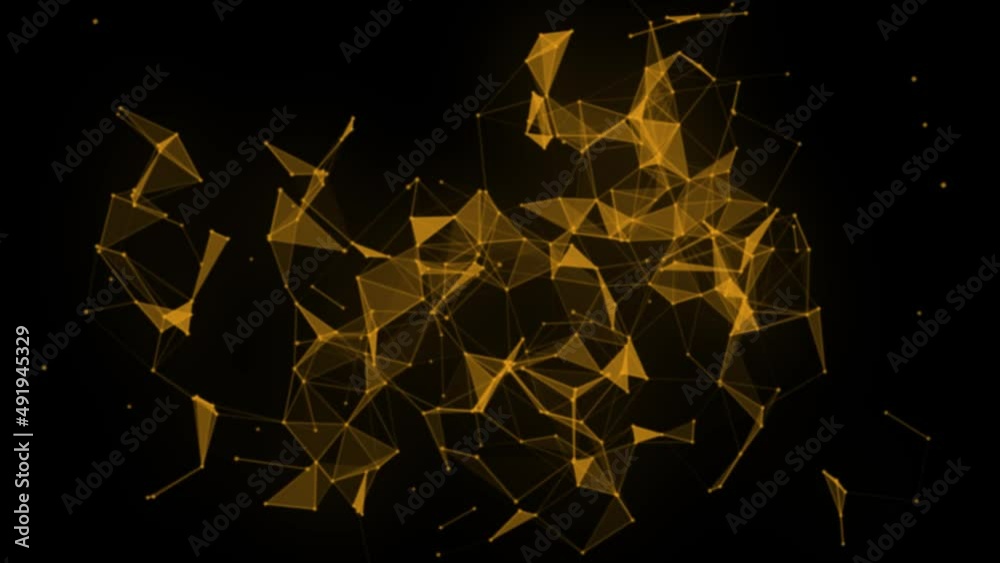 Poster Abstract beautiful geometric background. Abstract plexus futuristic, polygonal space with a dark background. Plexus fantasy. Abstract technology
