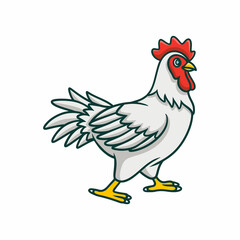 animals cartoon illustration a hen is walking looking for food