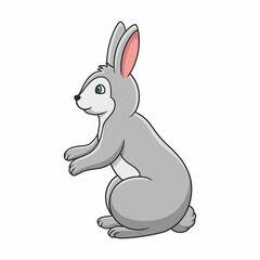 animals cartoon illustration the rabbit is standing on a rock cliff in a position ready to jump
