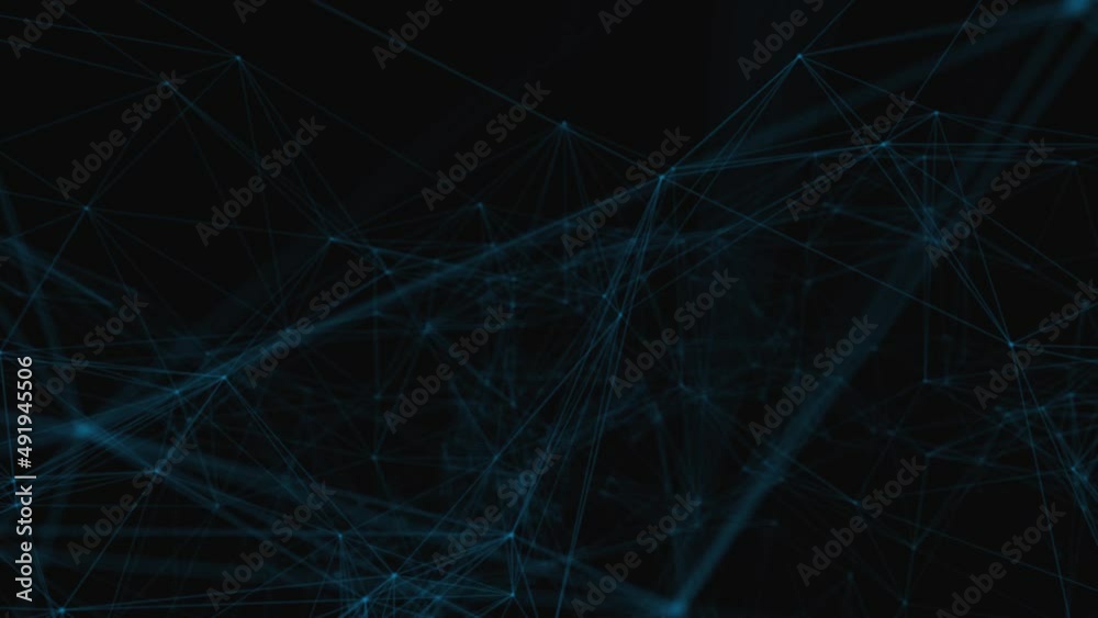 Poster Abstract beautiful geometric background. Abstract plexus futuristic, polygonal space with a dark background. Plexus fantasy. Abstract technology