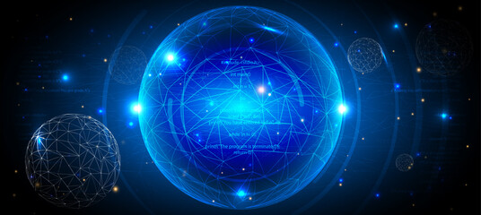 Technology background, color and waves of the future line and text.