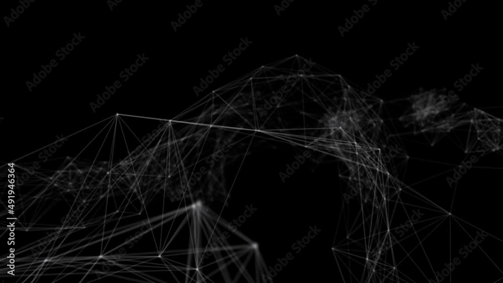 Poster Abstract beautiful geometric background. Abstract plexus futuristic, polygonal space with a dark background. Plexus fantasy. Abstract technology