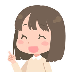 笑顔の女の子のイラスト　指さし