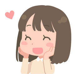 笑顔の女の子のイラスト　ハート
