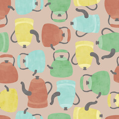 Vintage Coffee Pots Seamless Repeat Design