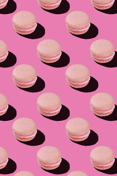 pattern with pink macaroons on pink background 