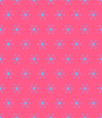 Simple seamless floral pattern with blue flowers on a pink background in vintage style Baby Doll Ditsy Dress Floral Print