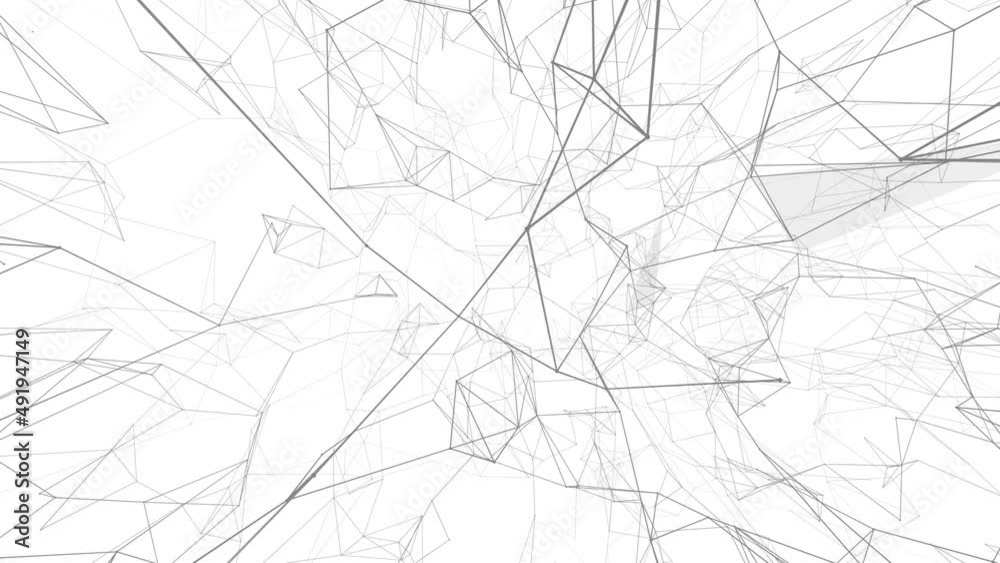 Poster Plexus fantasy abstract technology. Abstract geometric background with moving lines, dots and triangles. Science. Medicine and technology. Loop animations