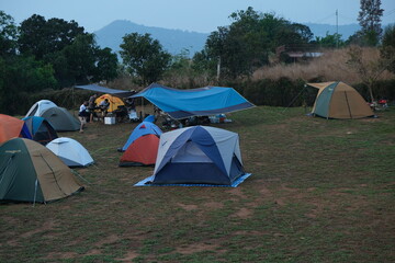 Rest day, camping tent see the beautiful nature