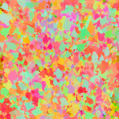 Bright abstract layered painted pattern with multicolored spots, blots, smudges and strokes