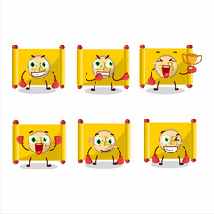 A sporty yellow paper roll chinese boxing athlete cartoon mascot design