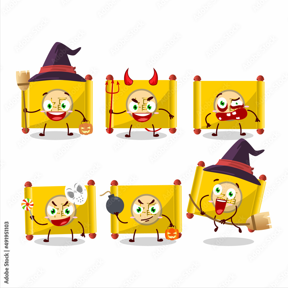 Wall mural halloween expression emoticons with cartoon character of yellow paper roll chinese