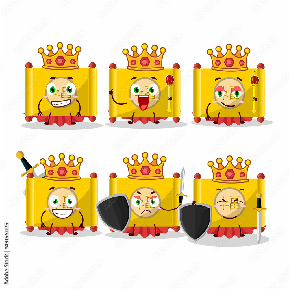 Sticker A Charismatic King yellow paper roll chinese cartoon character wearing a gold crown