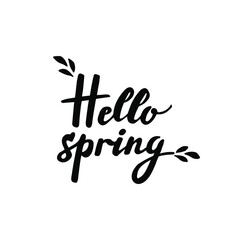 Hello Spring Lettering.  Design for holiday greeting card and invitation of seasonal spring holidays, t-shirt, prints, posters.