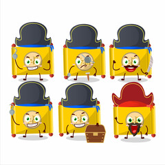 Cartoon character of yellow paper roll chinese with various pirates emoticons