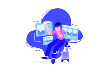 Virtual Reality Illustration concept. Flat illustration isolated on white background.