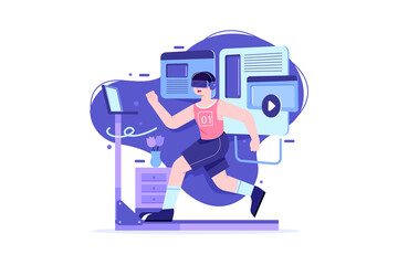 Virtual Reality Illustration concept. Flat illustration isolated on white background.