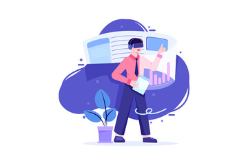 Virtual Reality Illustration concept. Flat illustration isolated on white background.