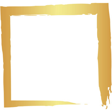 Luxury golden geometric square shape brush. Gold paint decoration.