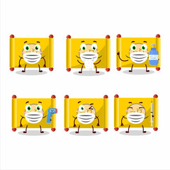 A picture of yellow paper roll chinese cartoon design style keep staying healthy during a pandemic