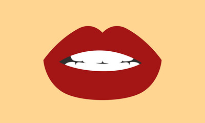 beautiful plump graphic red lips of a girl with white teeth, beauty and health