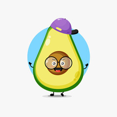 Cute avocado character wearing a hat